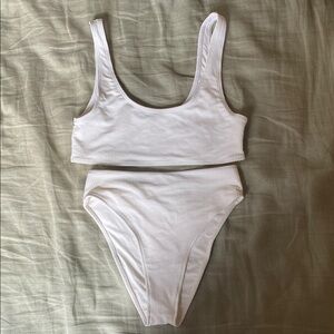 Frankies Bikinis White Ribbed Bikini Set